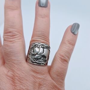 Vintage Silver Plated Elephant Animal Band Ring Size 9.5